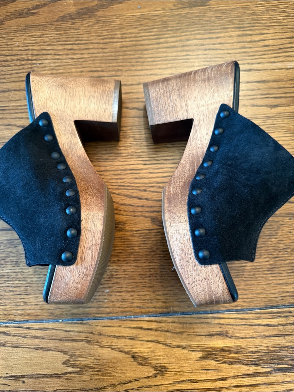 Sam Edelman Josselyn Black Suede Wooden Clog Mule Sandals Size 6 - Picture 4 of 12